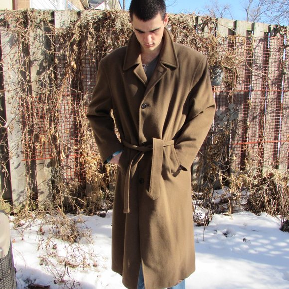 Cashmere Blend Men's Vintage Coat, Tessuto Italian - Picture 3 of 14